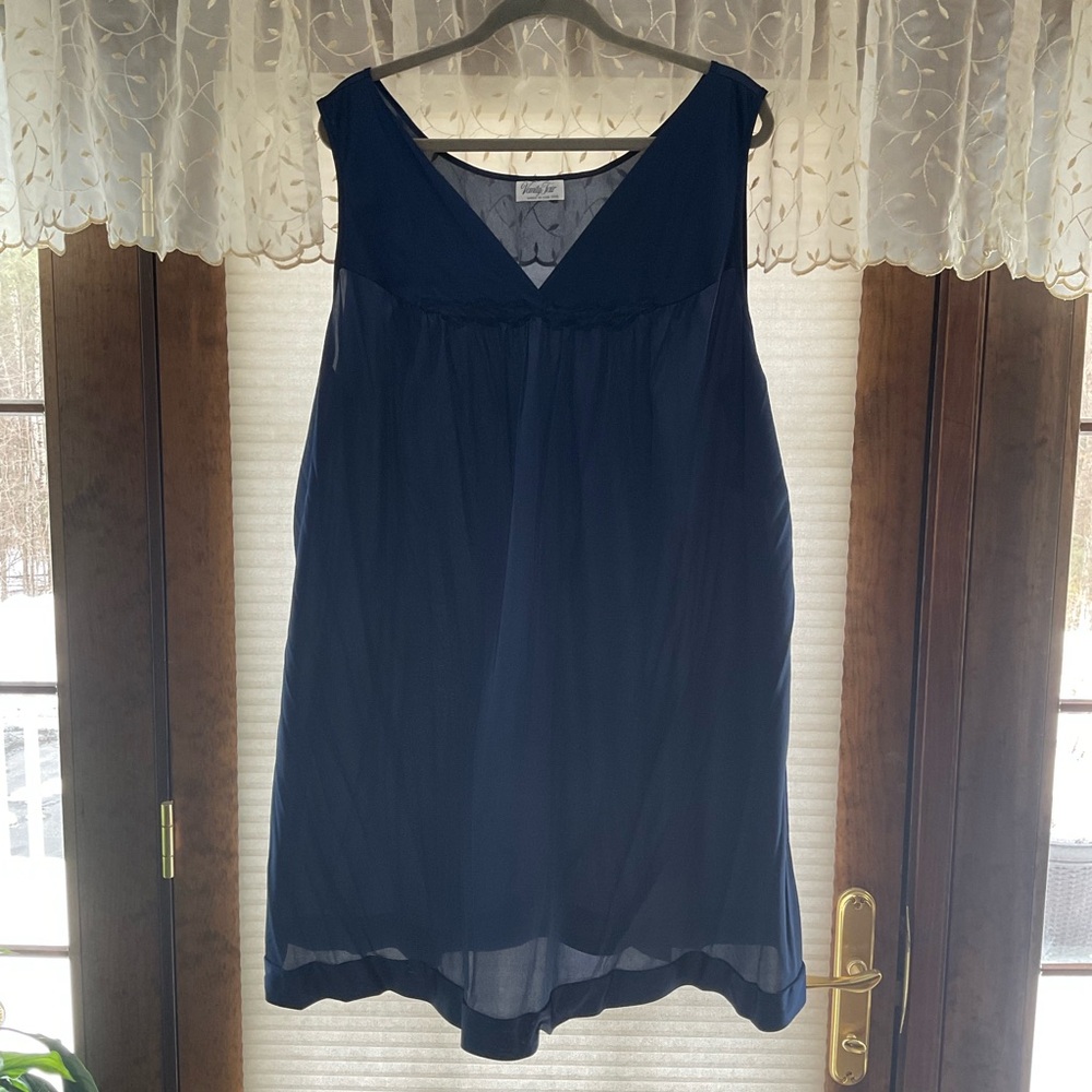 Vintage Navy Blue Vanity Fair Sleeveless Chemise